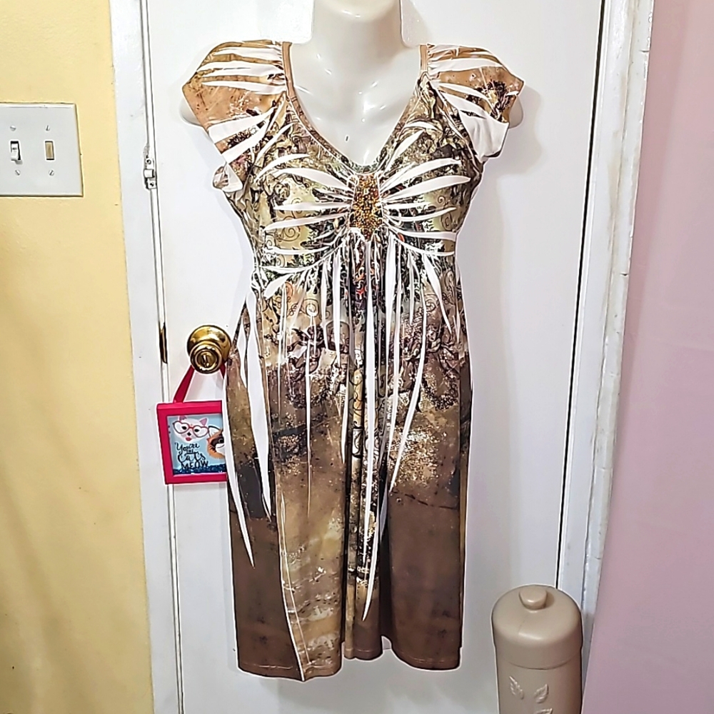 Cherub print dress pullover all over print y2k Angel Beaded Fairy